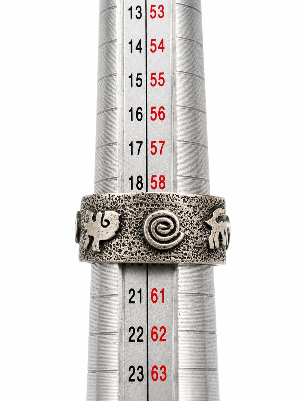 Vintage B Skeets Sterling Silver Southwestern Bear Petroglyph Wide Band Ring